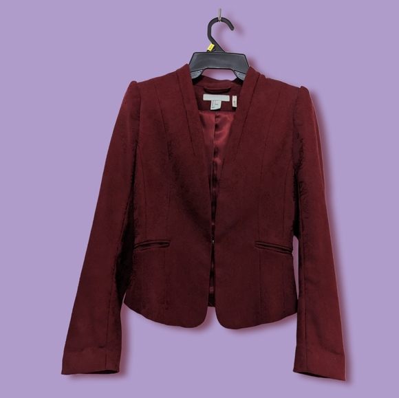 H&M Red Jacquard Blazer, Size 6 - Picture 1 of 4